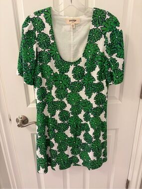 Porridge Green Floral Scoop Neck Mini Dress